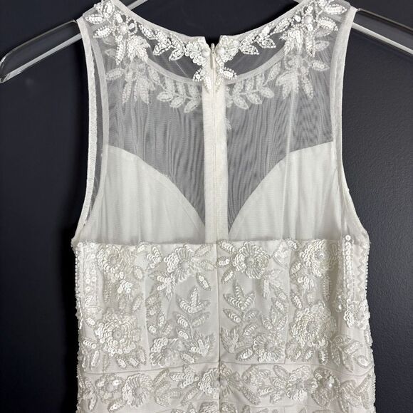 Lulus Modern Fairytale White Mesh Beaded Sequin Mermaid Maxi Dress Small NEW - Picture 8 of 16